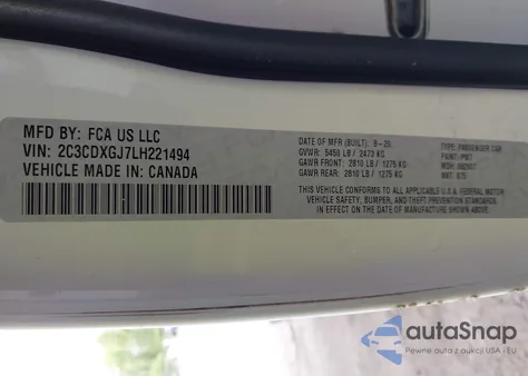 2020 Dodge Charger Scat Pack Rwd from USA, damaged, VIN 2C3CDXGJ7LH221494